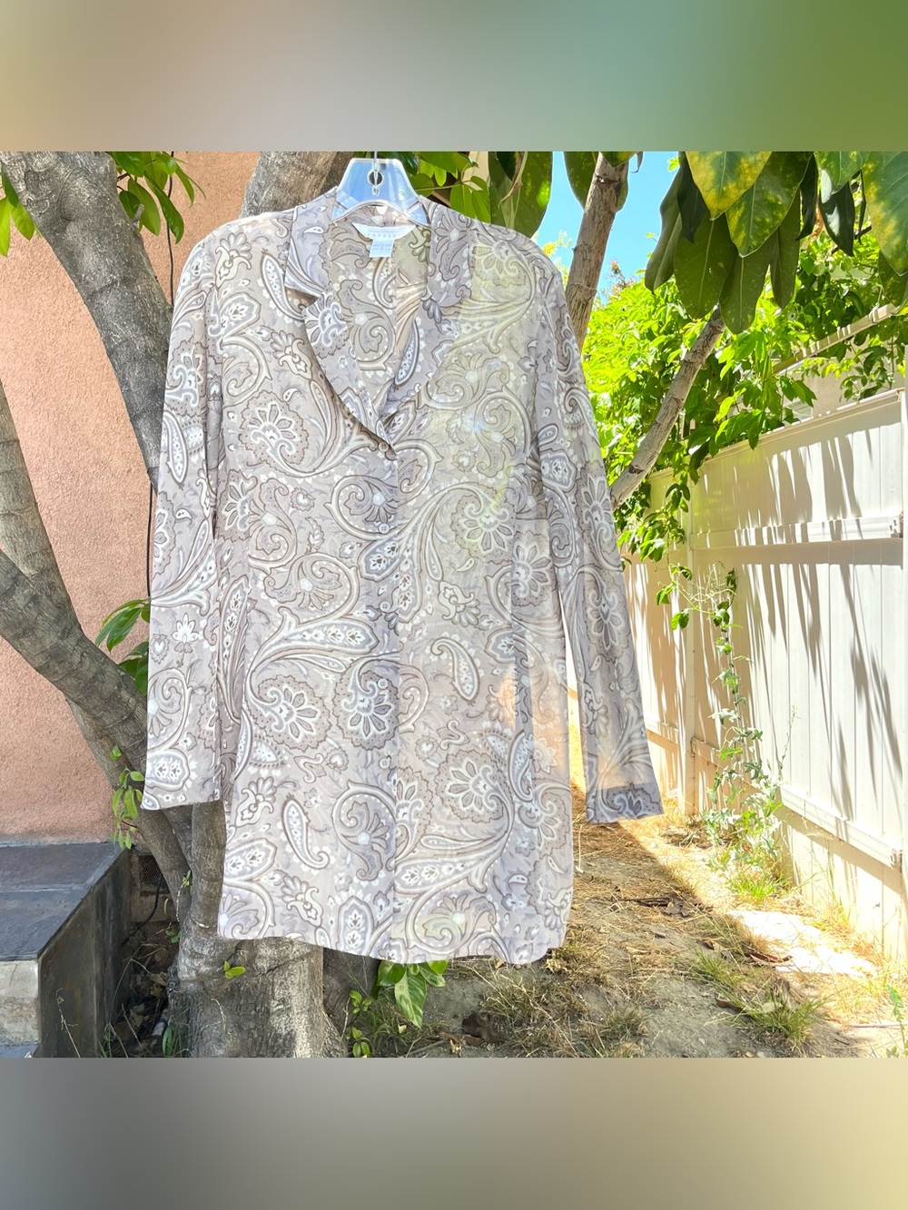 Vintage 90s Compagnie Internationale Express Paisley Semi Sheer Oversized Blouse